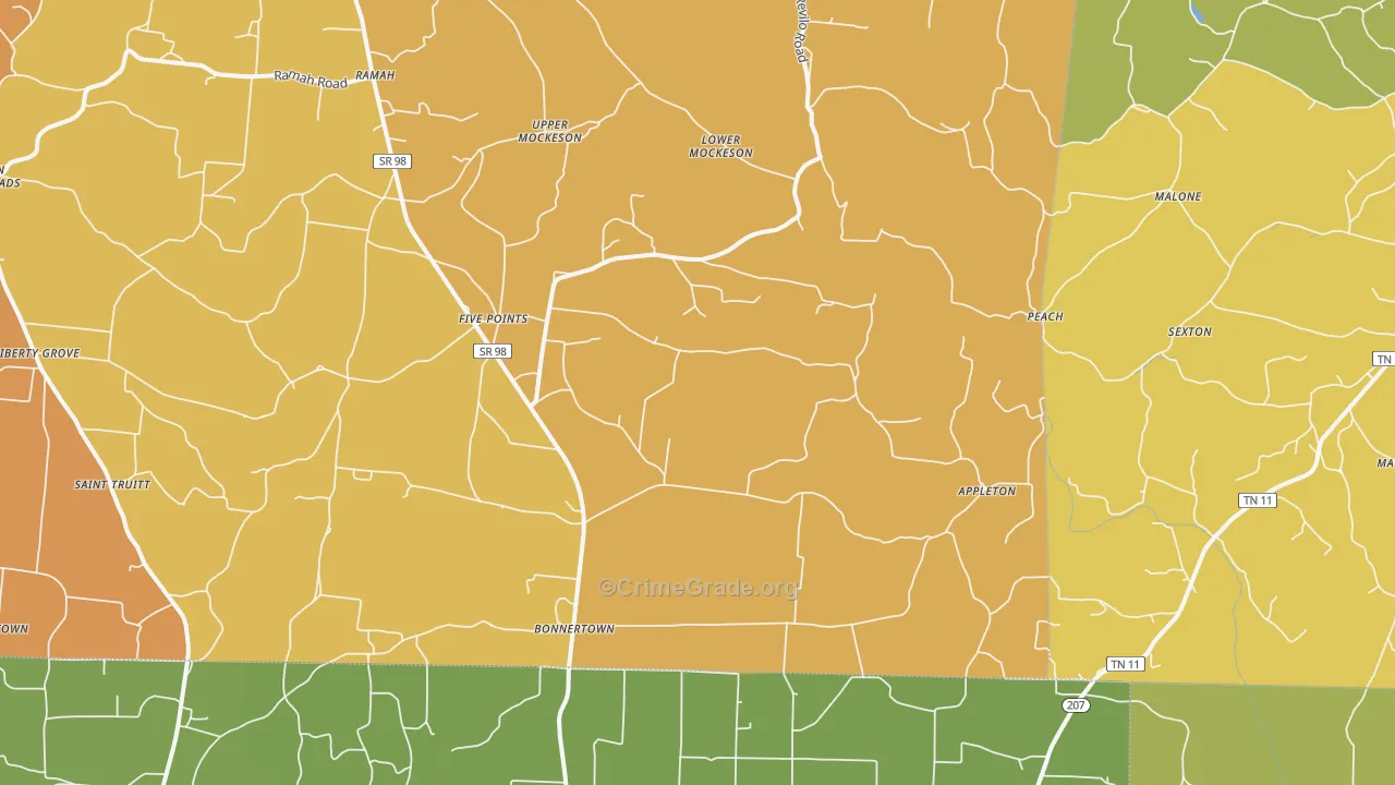 Five Points, TN Map of Burglary Rates