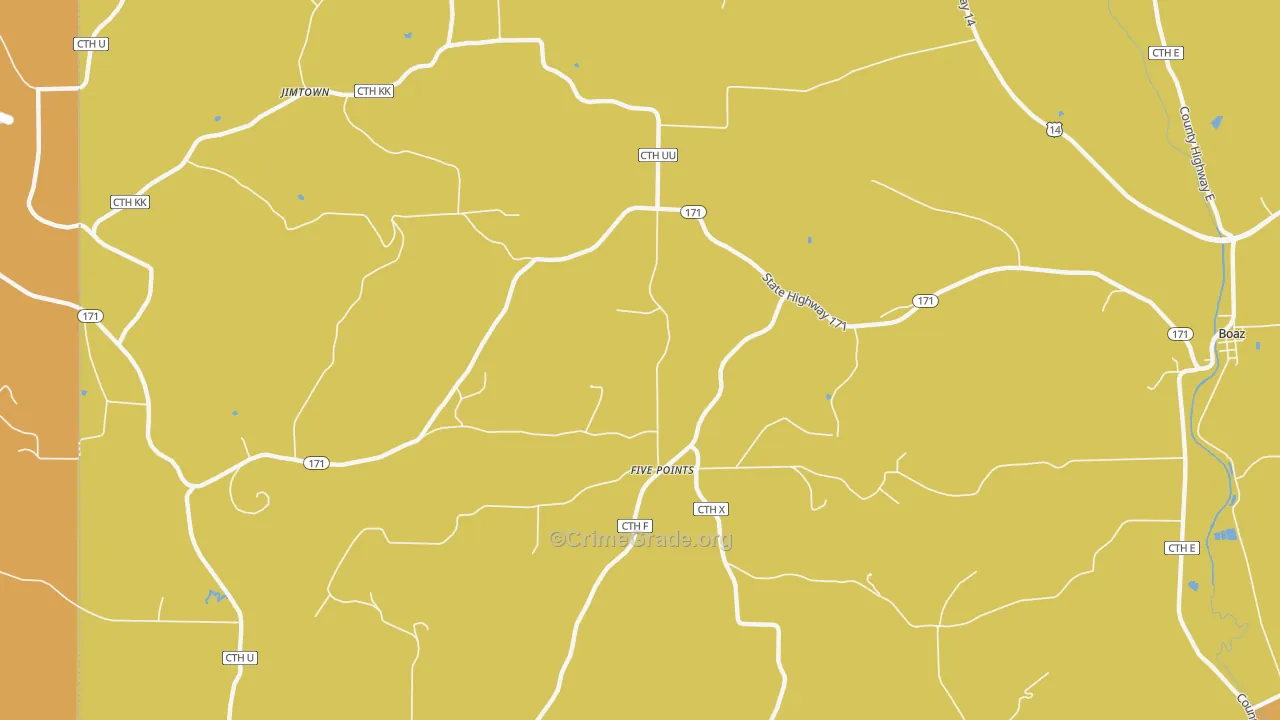 Five Points, WI Map of Burglary Rates