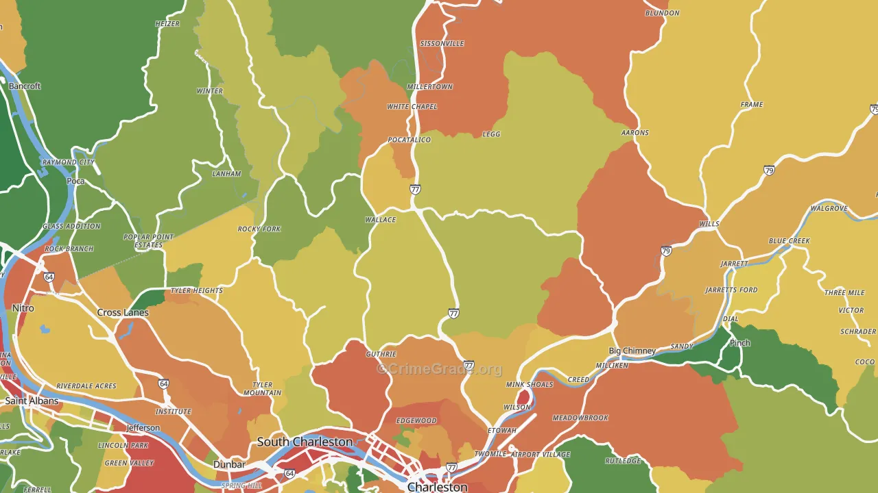 Fivemile, WV Map of Burglary Rates