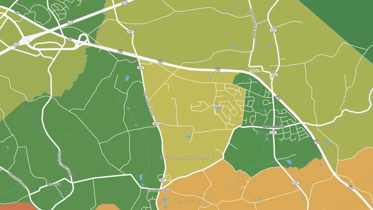 Fivepointville, PA Map of Burglary Rates
