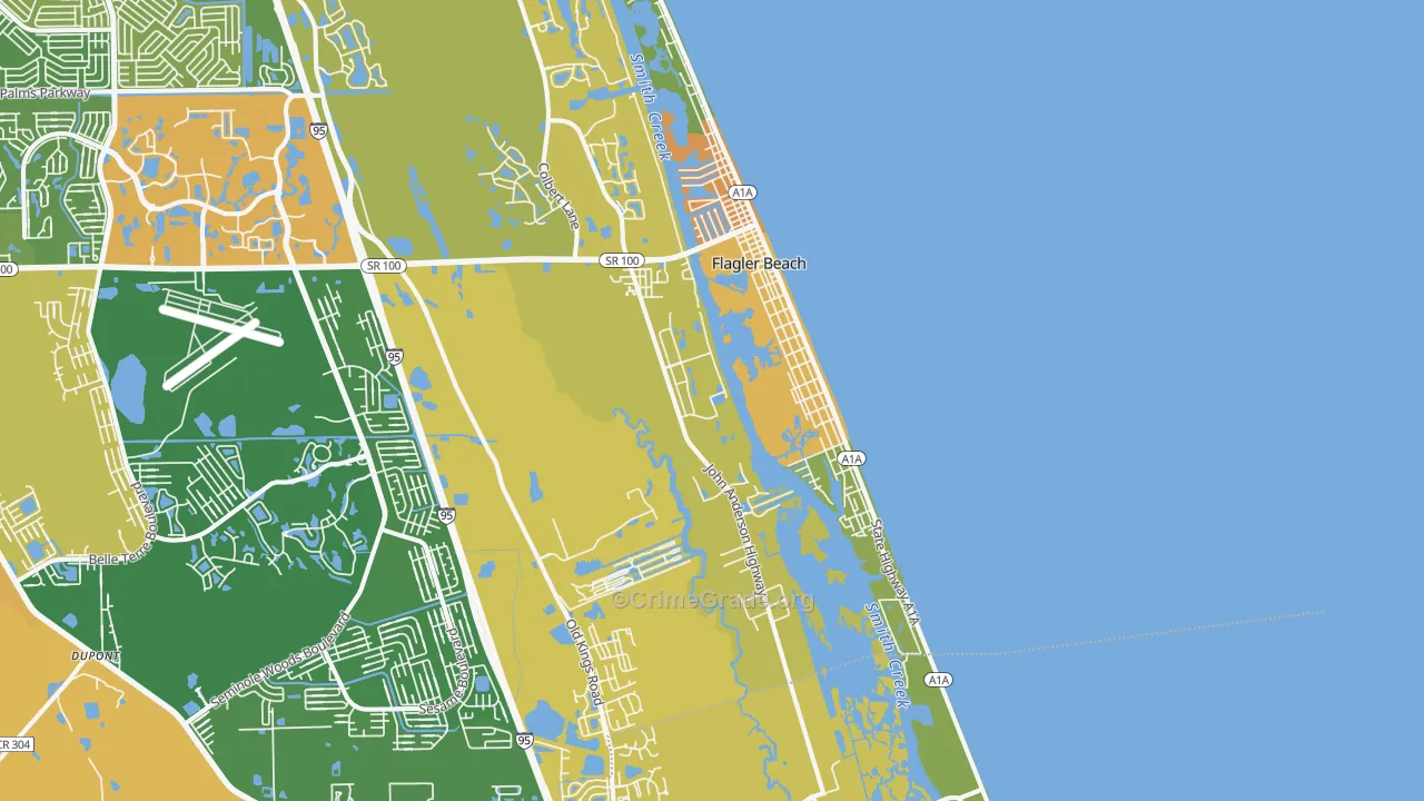 Flagler Beach, FL Map of Burglary Rates