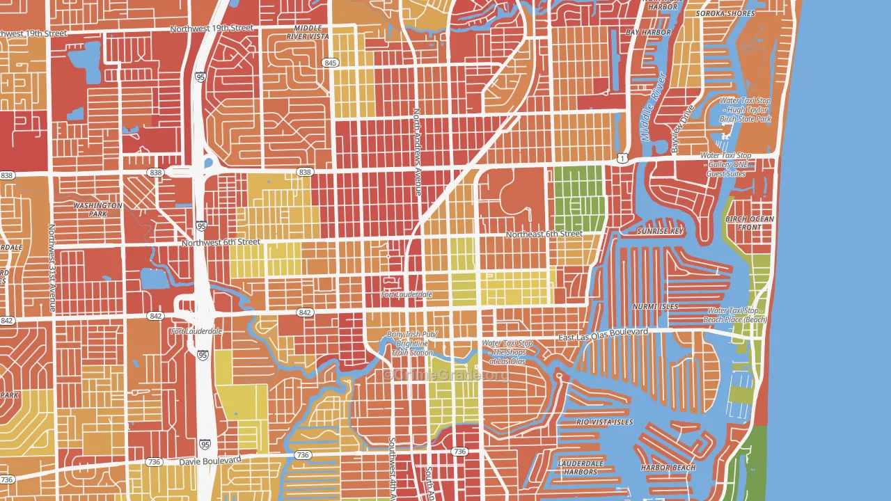 Flagler Heights, Fort Lauderdale, FL Map of Burglary Rates
