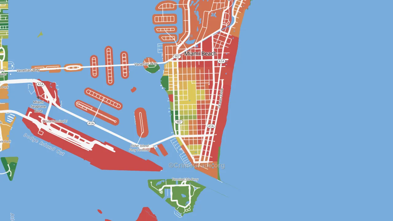 Flamingo-Lummus, Miami Beach, FL Map of Burglary Rates