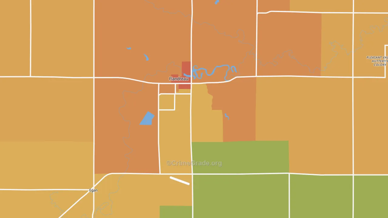 Flandreau, SD Map of Burglary Rates