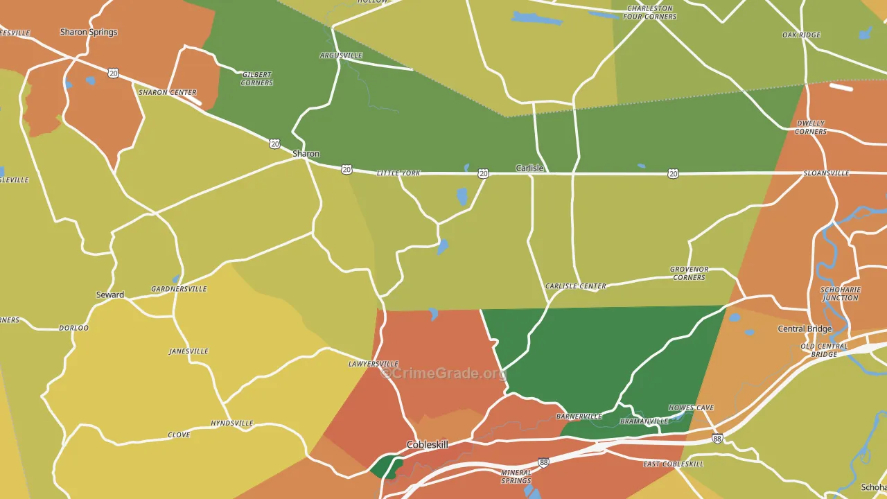 Flat Creek, NY Map of Burglary Rates