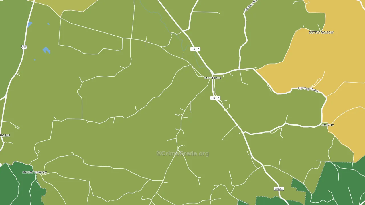 Flat Creek, TN Map of Burglary Rates