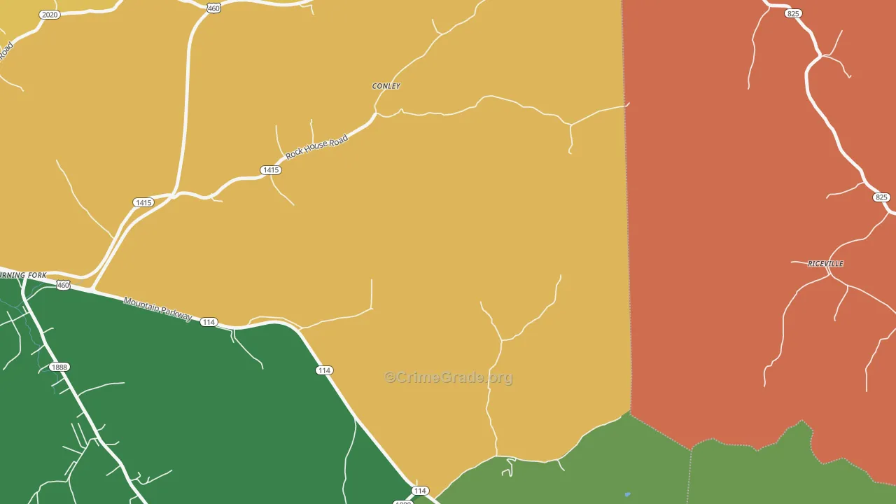 Flat Fork, KY Map of Burglary Rates
