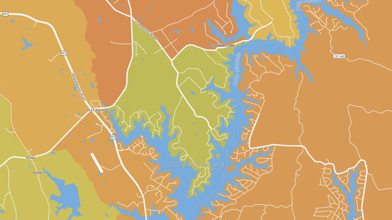Flat Rock, GA Map of Burglary Rates