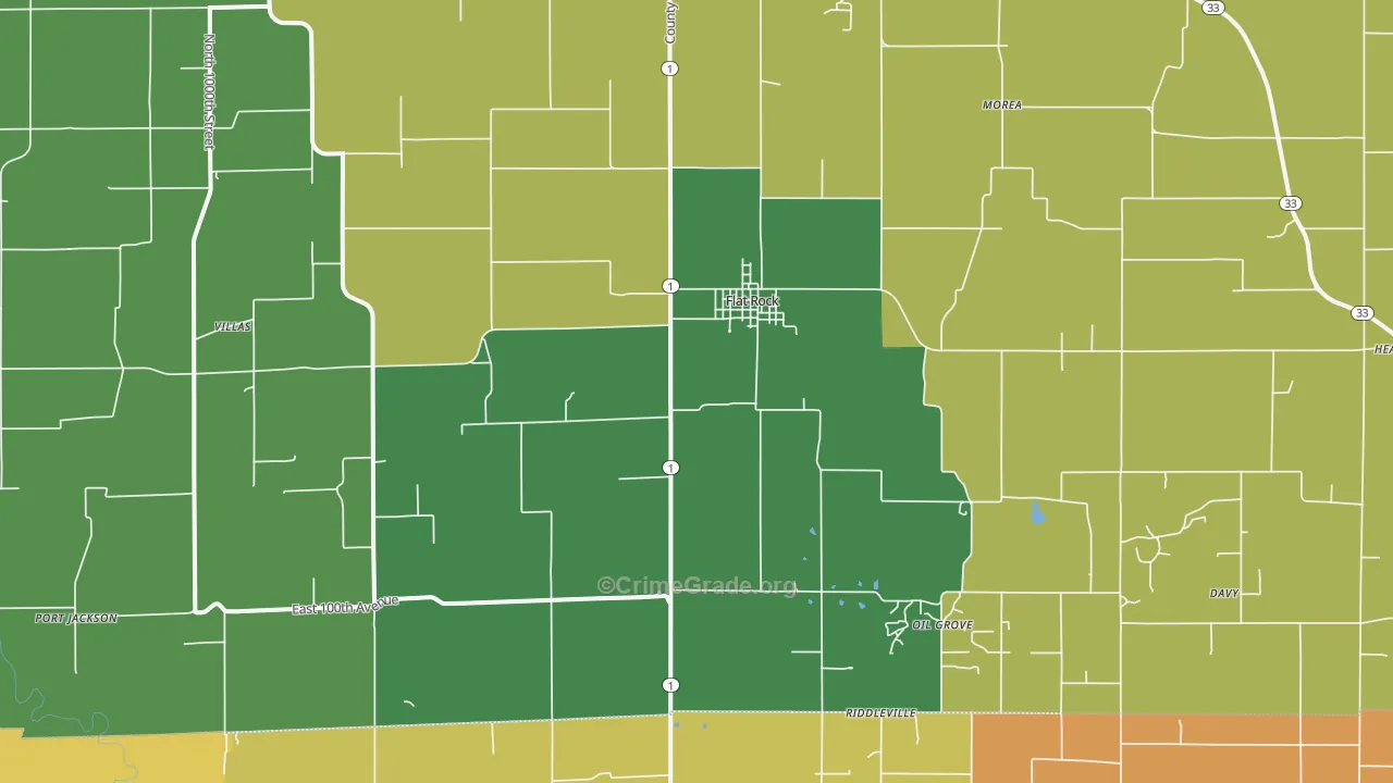 Flat Rock, IL Map of Burglary Rates