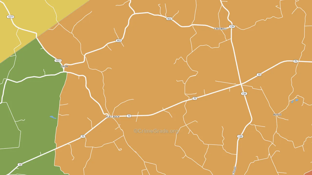 Flat Rock, KY Map of Burglary Rates