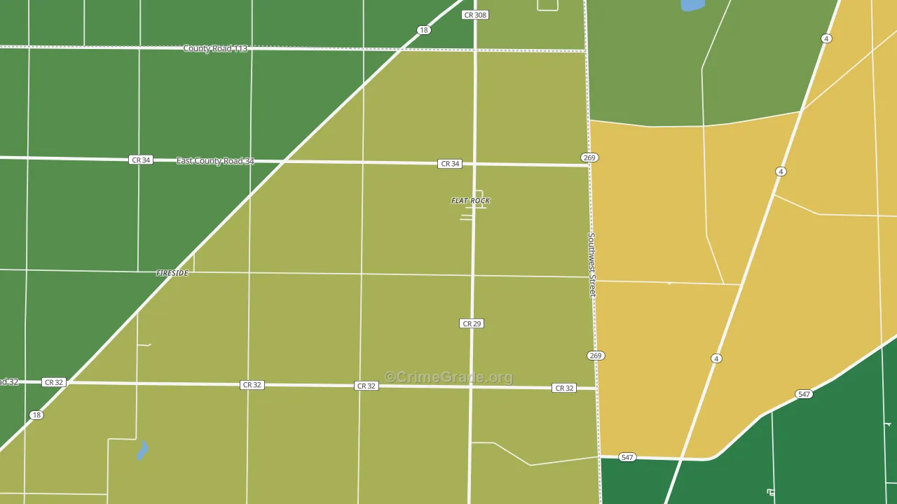 Flat Rock, OH Map of Burglary Rates