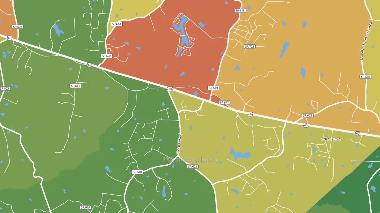 Flat Rock, VA Map of Burglary Rates