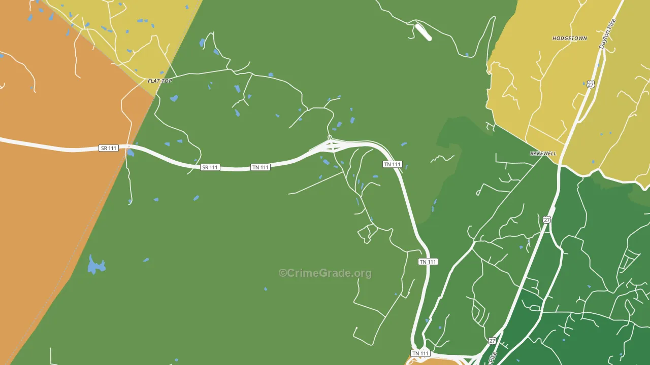 Flat Top Mountain, TN Map of Burglary Rates