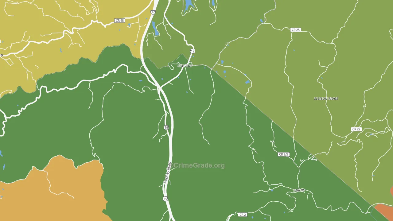 Flat Top, WV Map of Burglary Rates