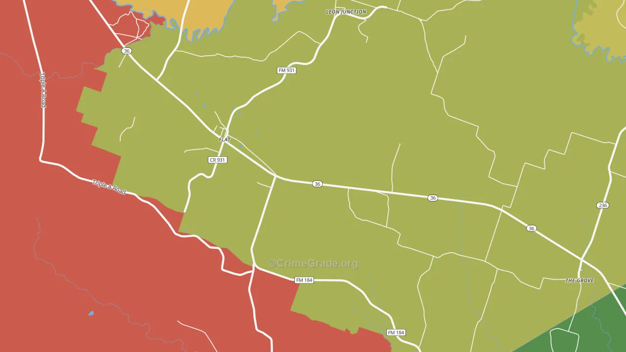 Flat, TX Map of Burglary Rates