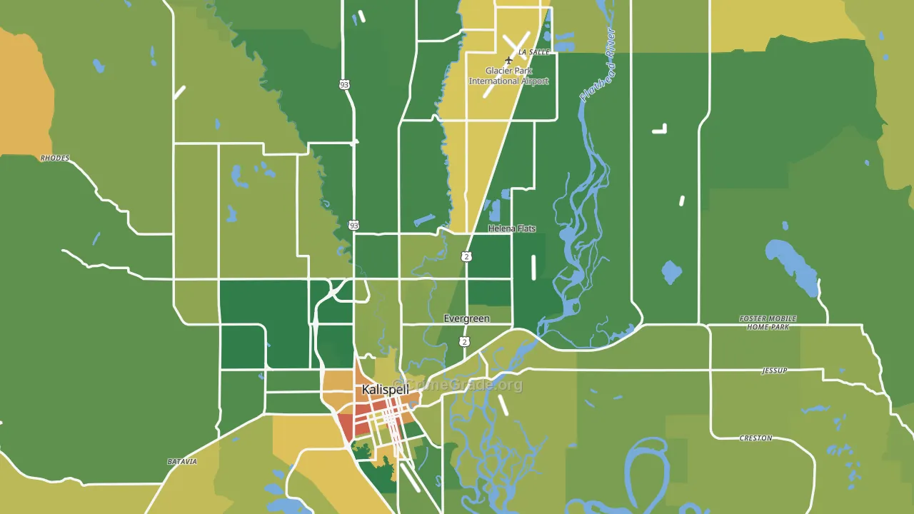 Flathead County, MT Map of Burglary Rates