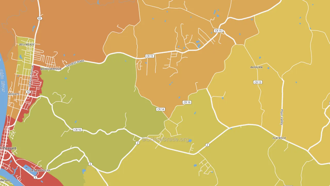 Flatrock, WV Map of Burglary Rates