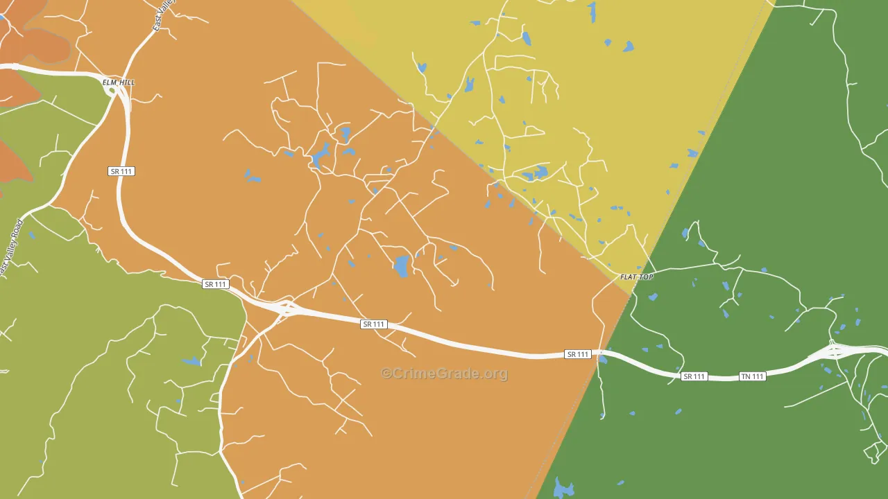 Flattop, TN Map of Burglary Rates