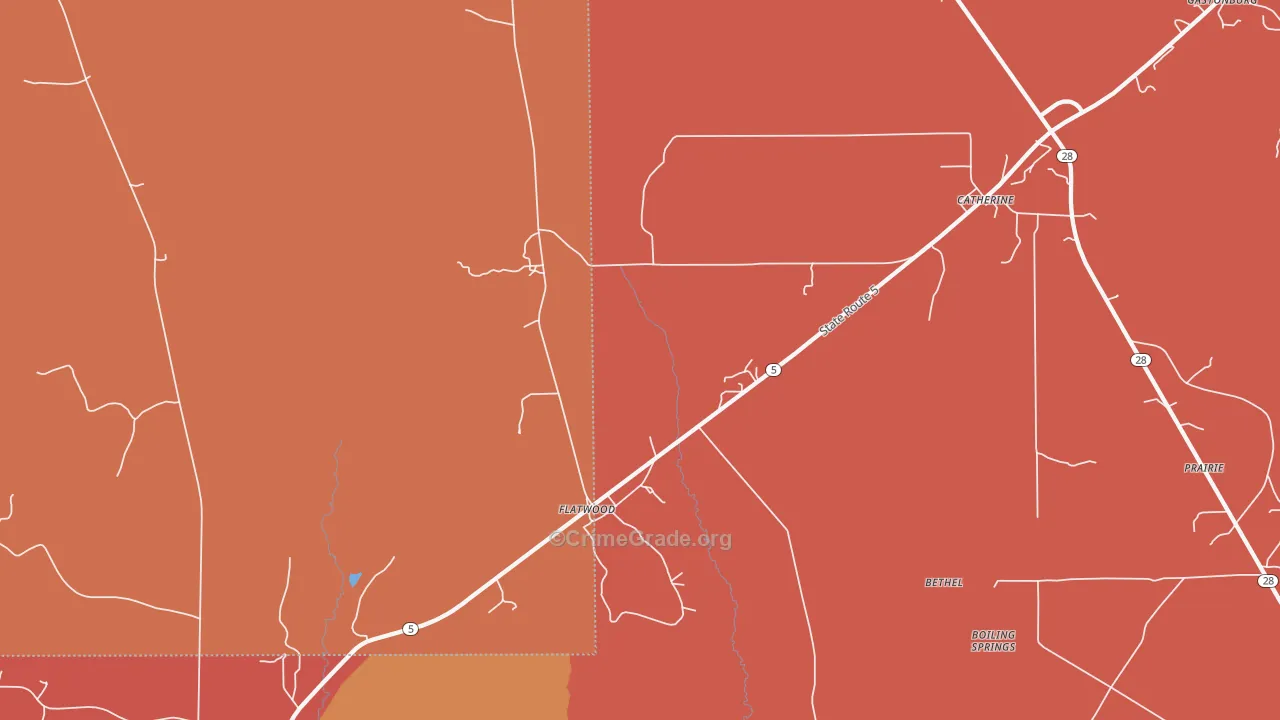 Flatwood, AL Map of Burglary Rates