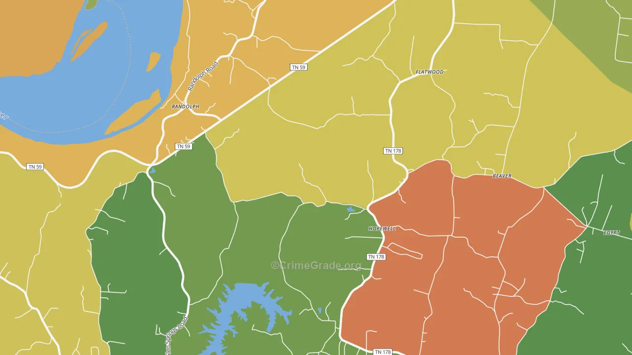 Flatwood, TN Map of Burglary Rates