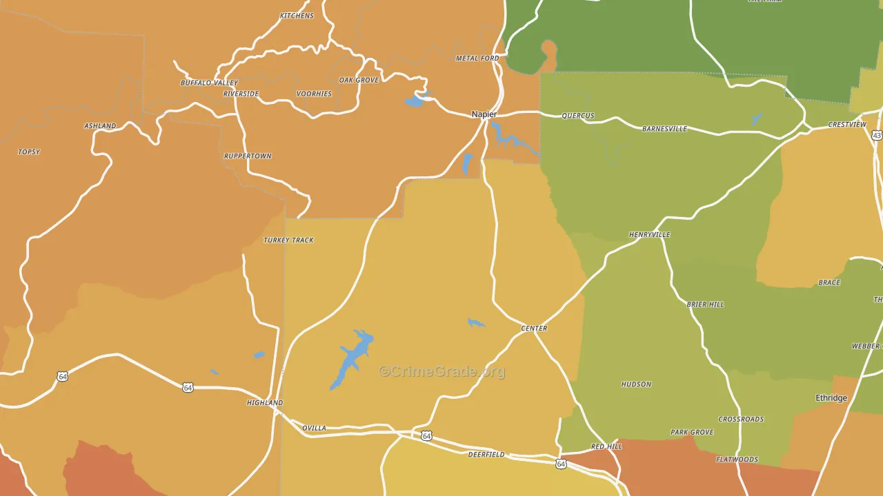 Flatwoods, TN Map of Burglary Rates
