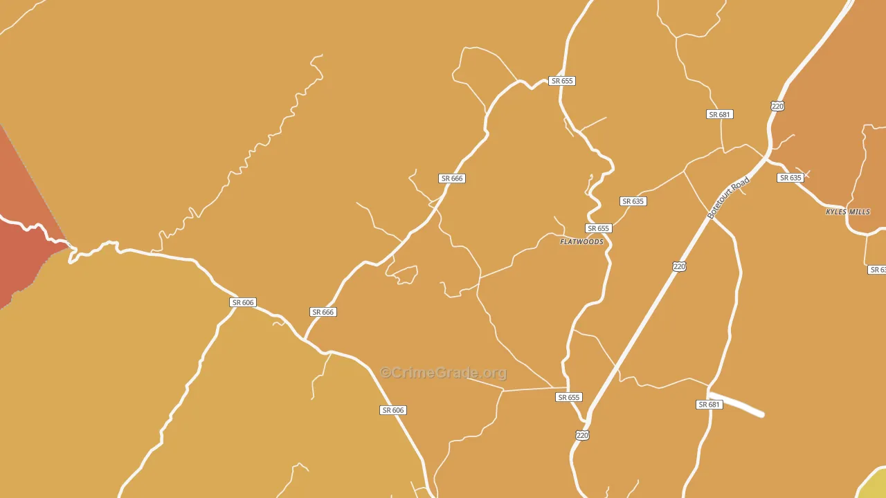 Flatwoods, VA Map of Burglary Rates