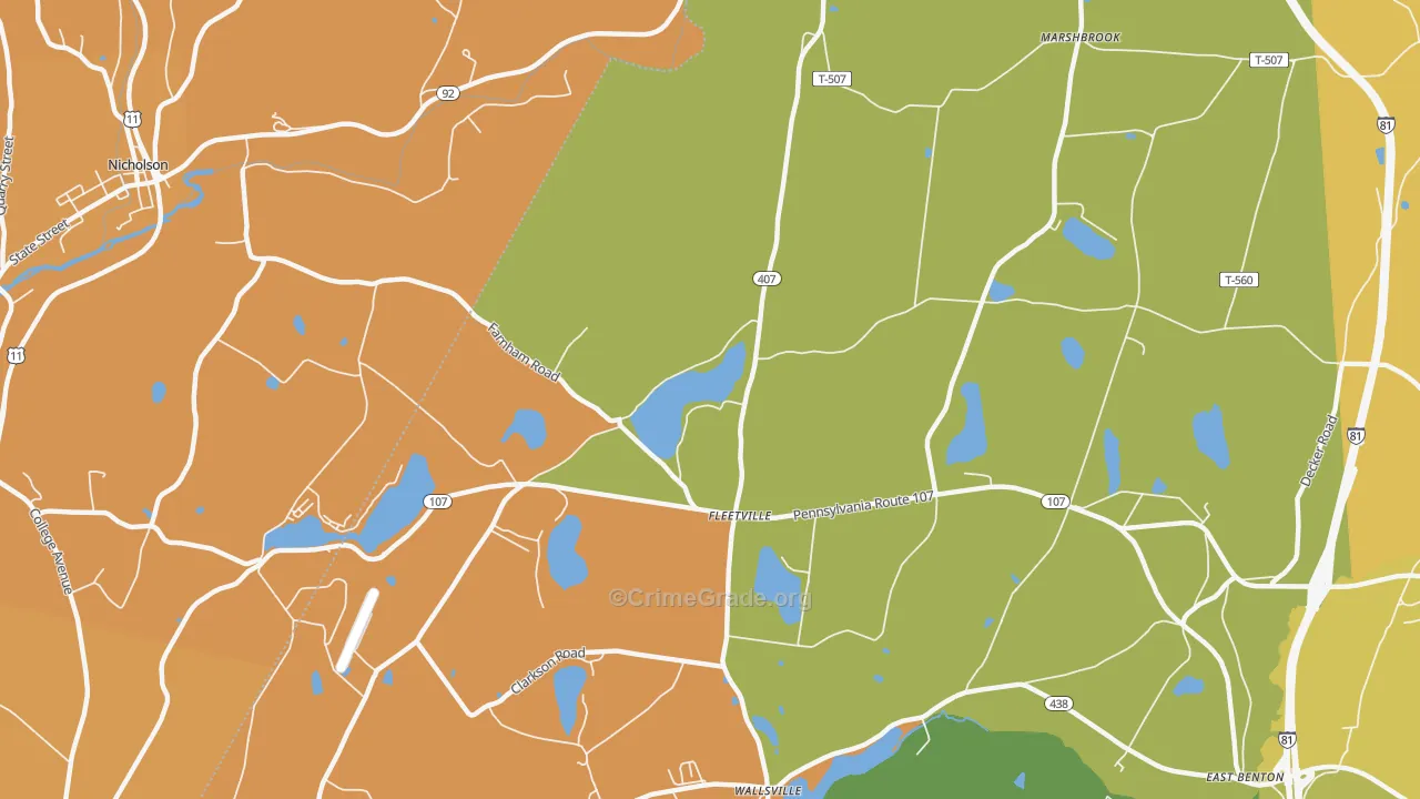 Fleetville, PA Map of Burglary Rates