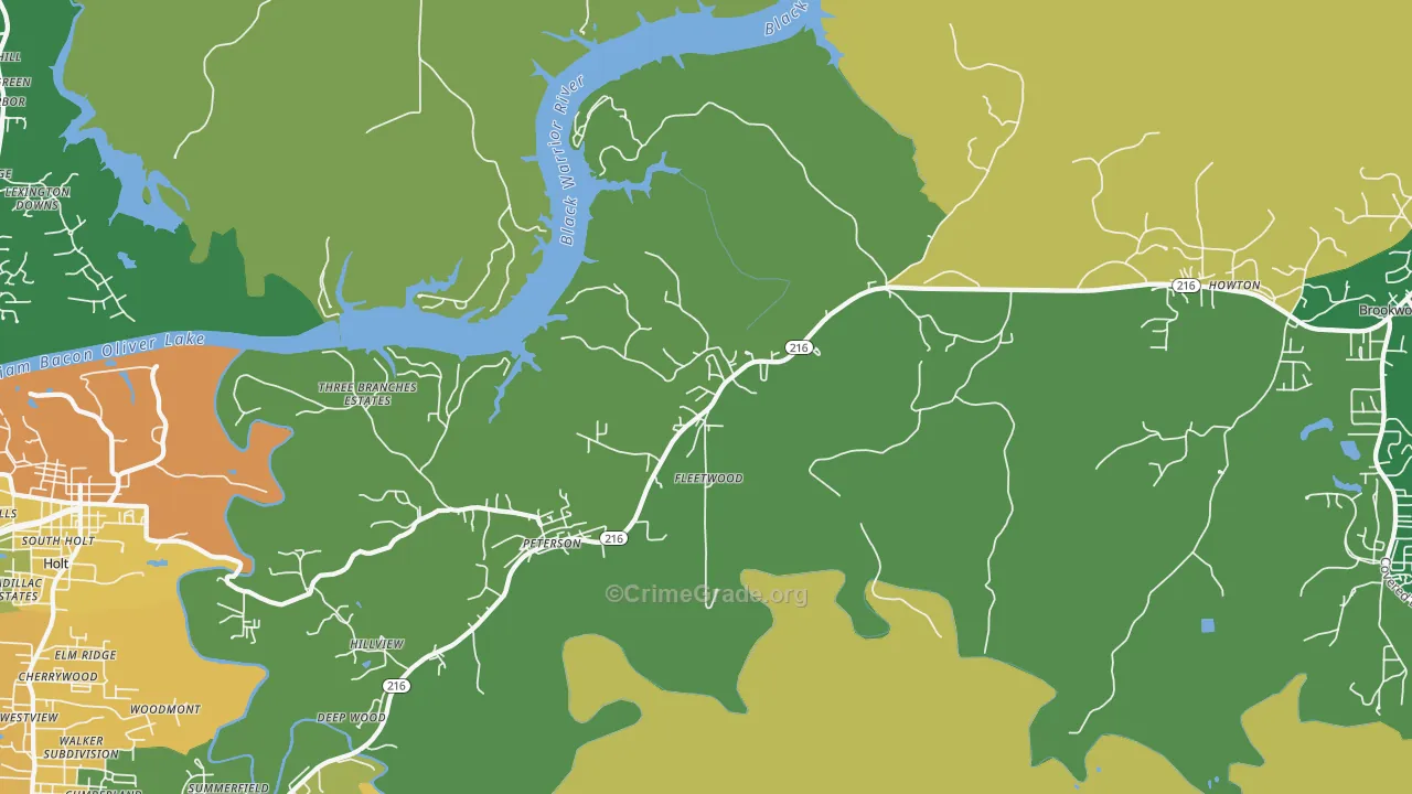 Fleetwood, AL Map of Burglary Rates