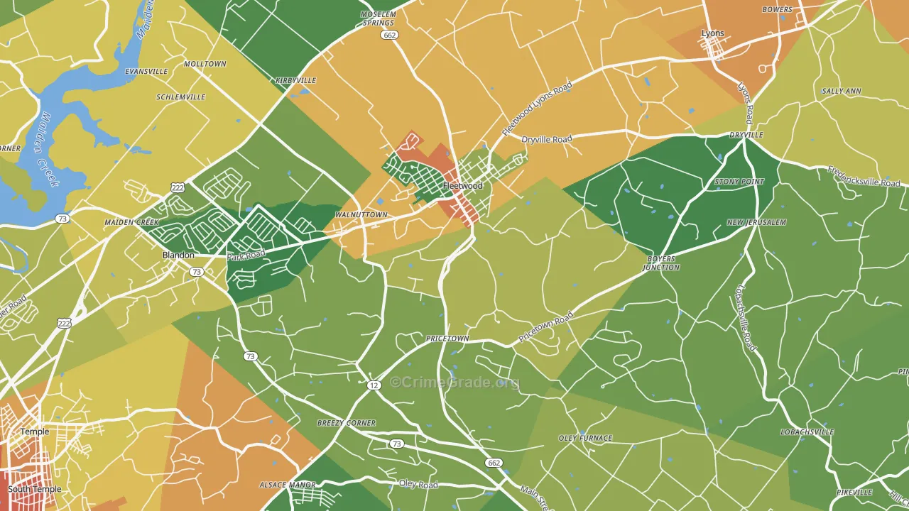 Fleetwood, PA Map of Burglary Rates
