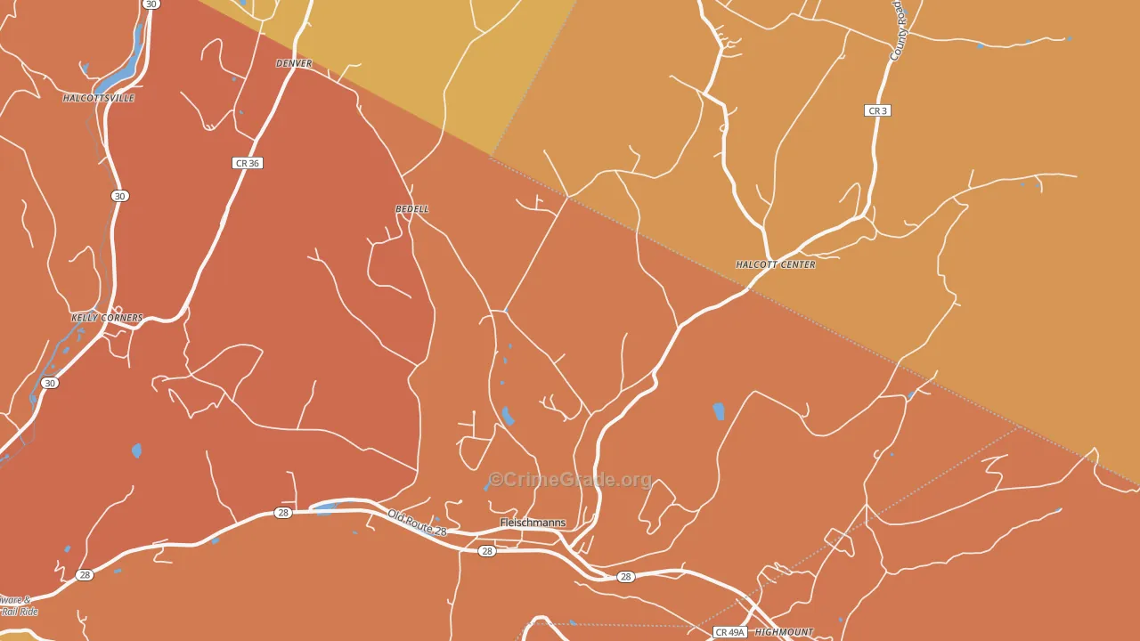 Fleischmanns, NY Map of Burglary Rates