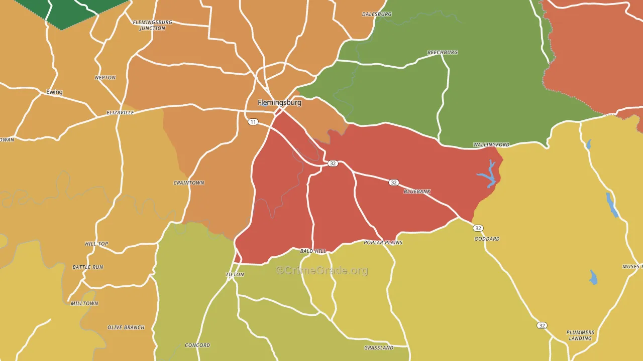 Fleming County, KY Map of Burglary Rates