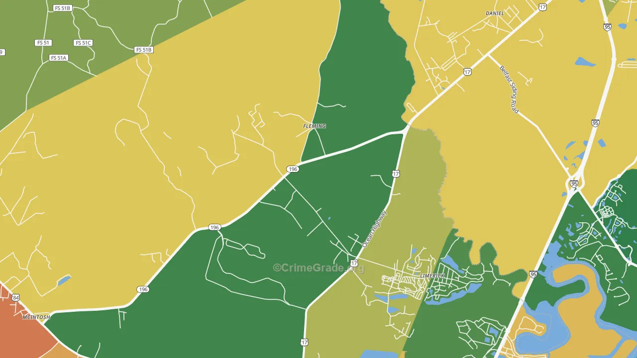 Fleming, GA Map of Burglary Rates