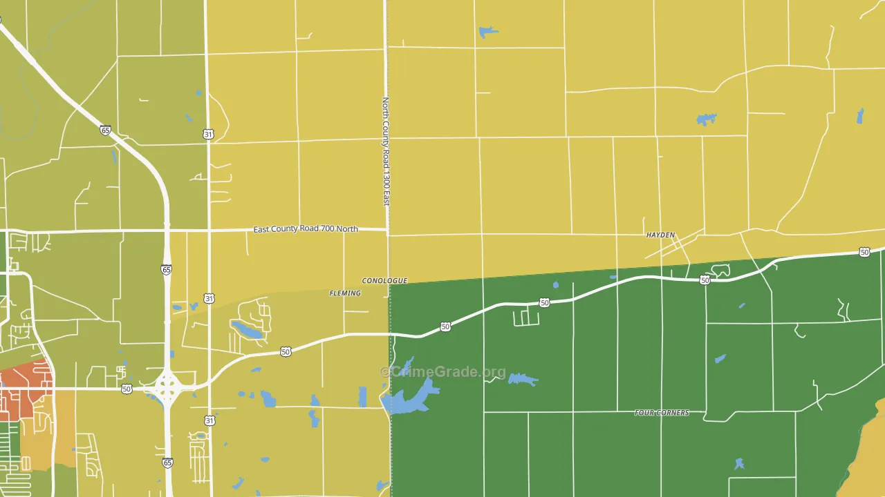 Fleming, IN Map of Burglary Rates