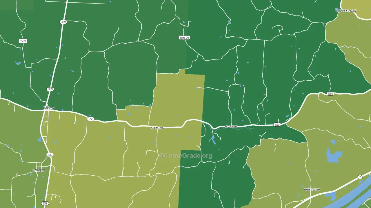 Fleming, OH Map of Burglary Rates