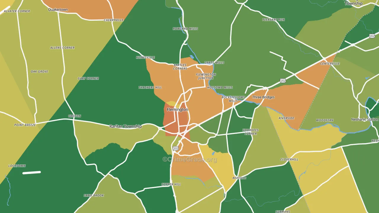 Flemington, NJ Map of Burglary Rates