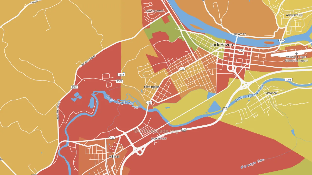 Flemington, PA Map of Burglary Rates