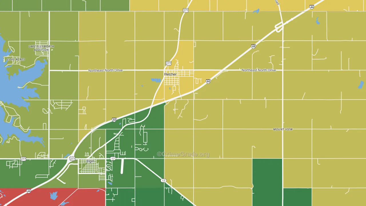 Fletcher, OK Map of Burglary Rates