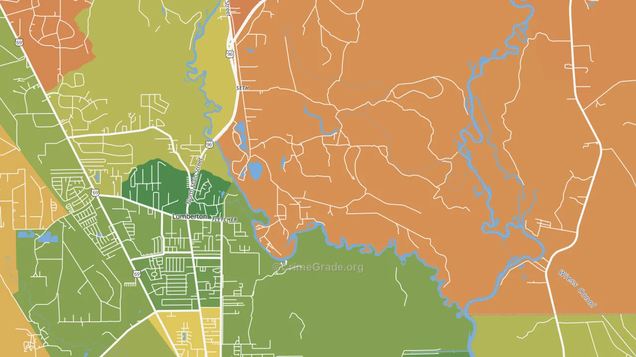 Fletcher, TX Map of Burglary Rates