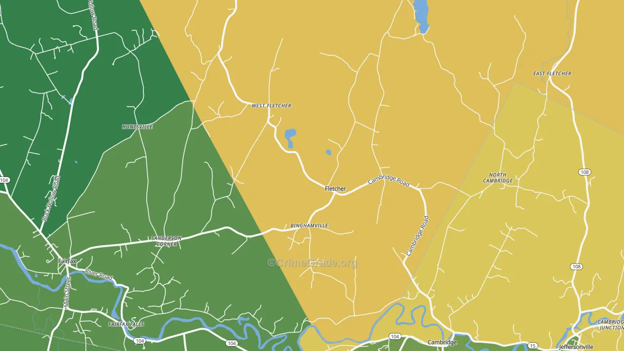 Fletcher, VT Map of Burglary Rates