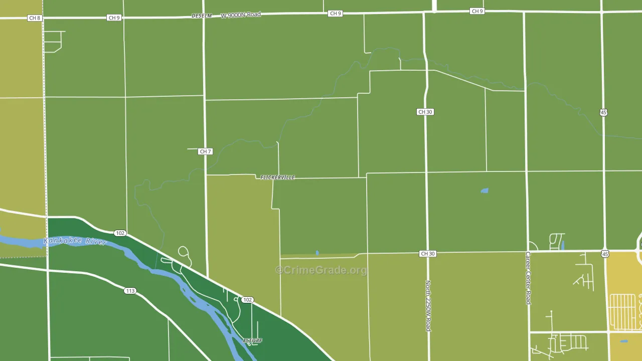 Flickerville, IL Map of Burglary Rates