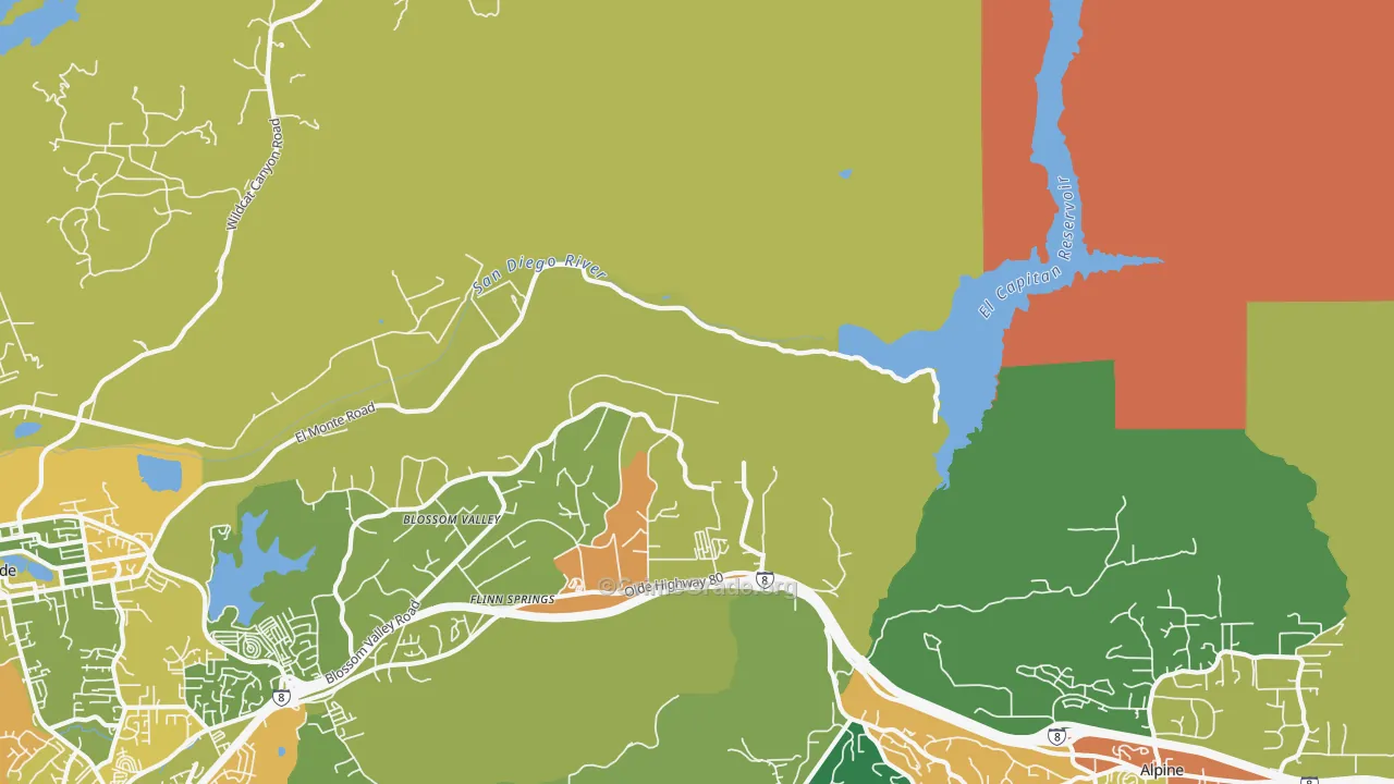 Flinn Springs, CA Map of Burglary Rates