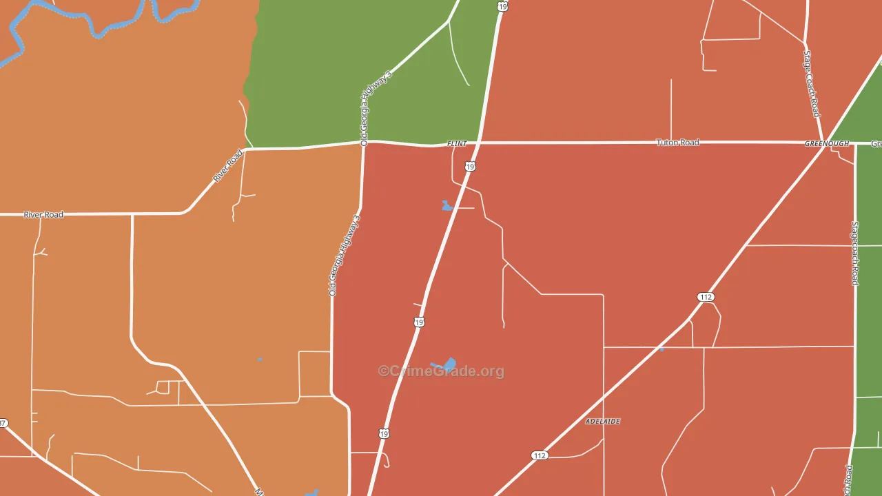 Flint, GA Map of Burglary Rates