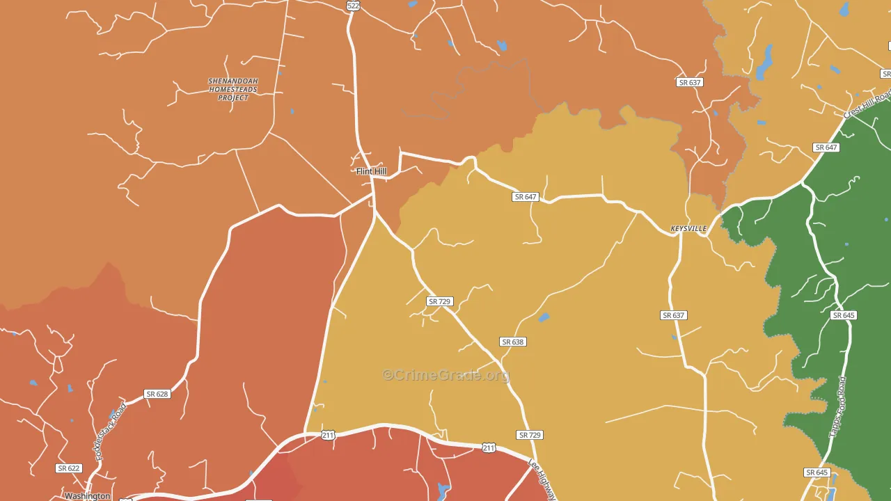 Flint Hill, VA Map of Burglary Rates