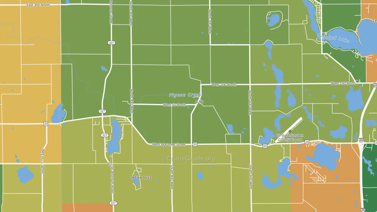 Flint, IN Map of Burglary Rates