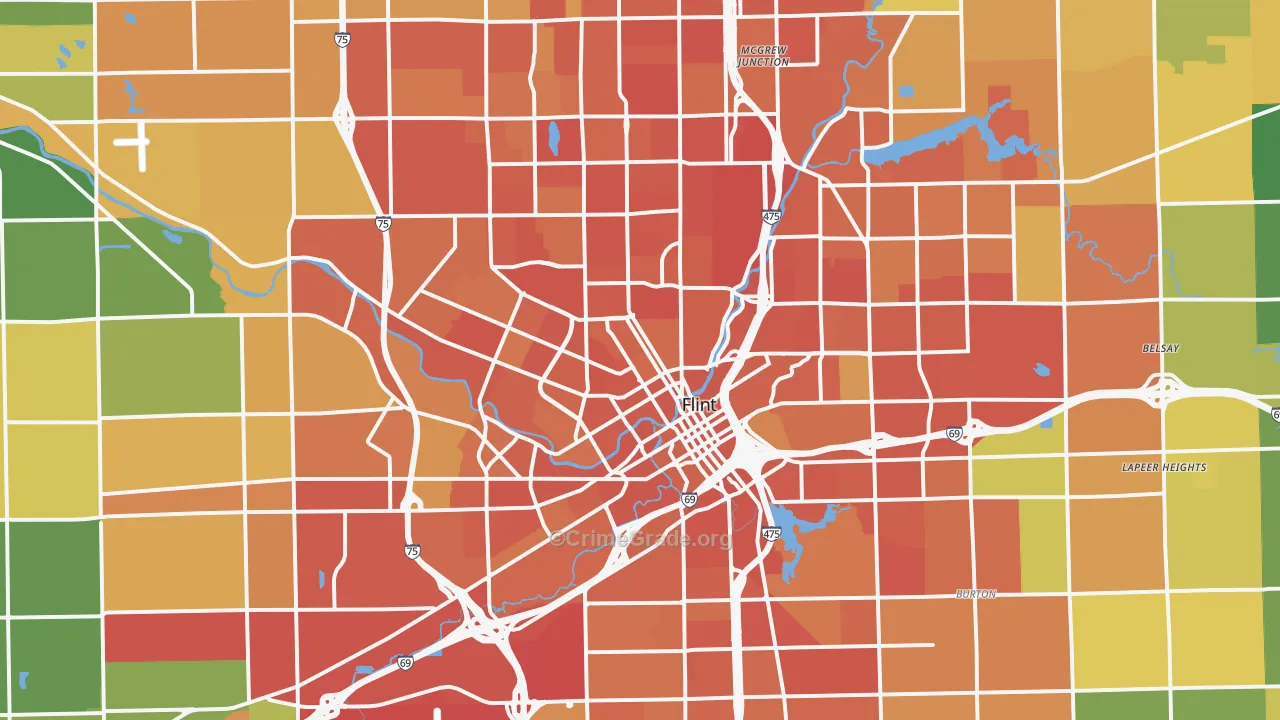 Flint, MI Map of Burglary Rates