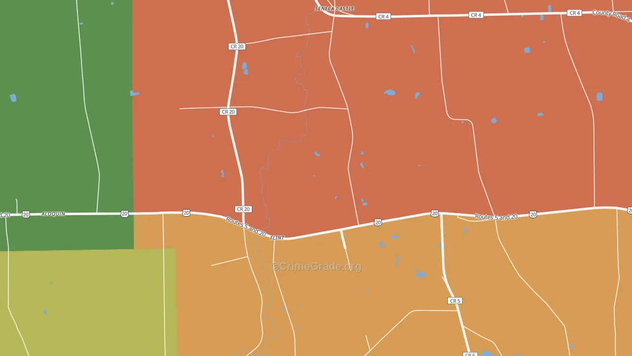 Flint, NY Map of Burglary Rates