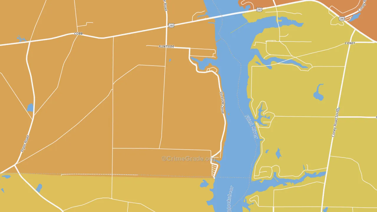 Flintside, GA Map of Burglary Rates