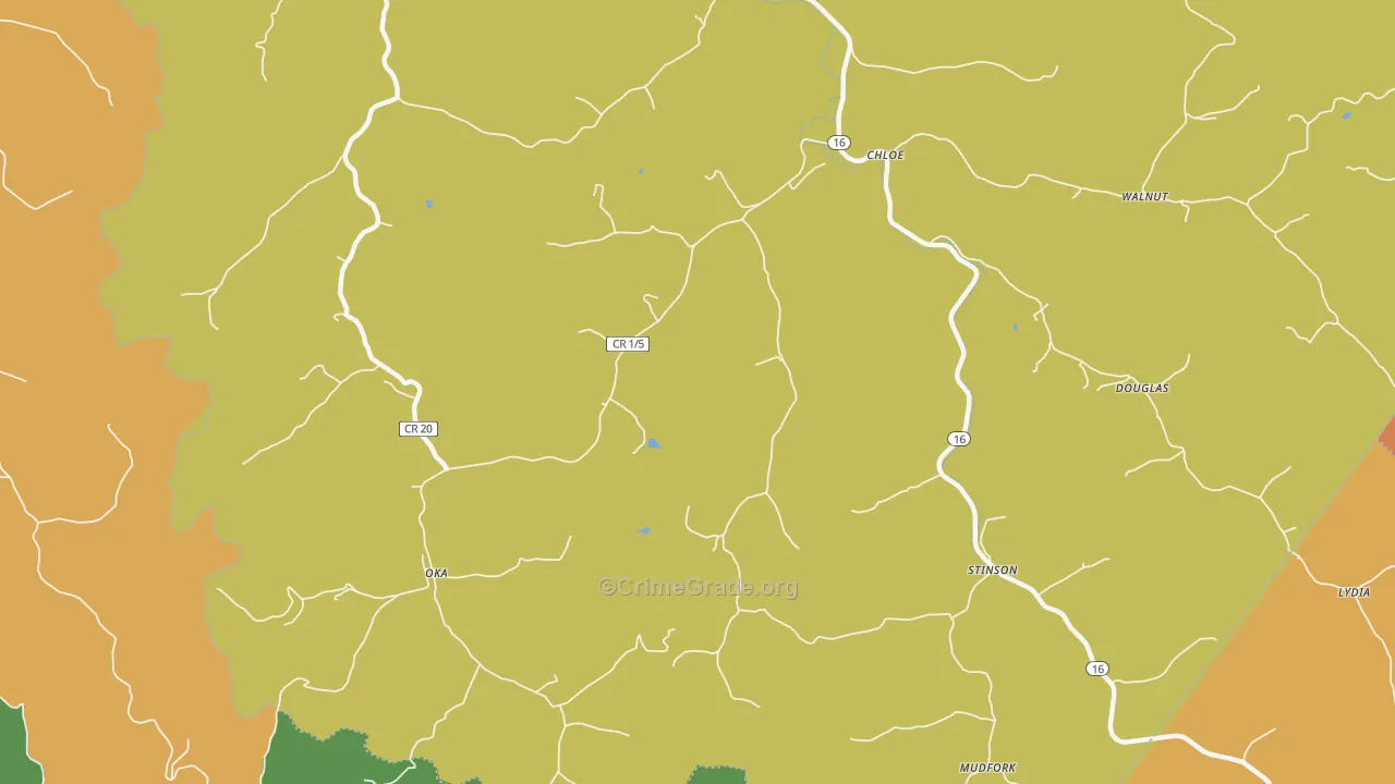 Floe, WV Map of Burglary Rates