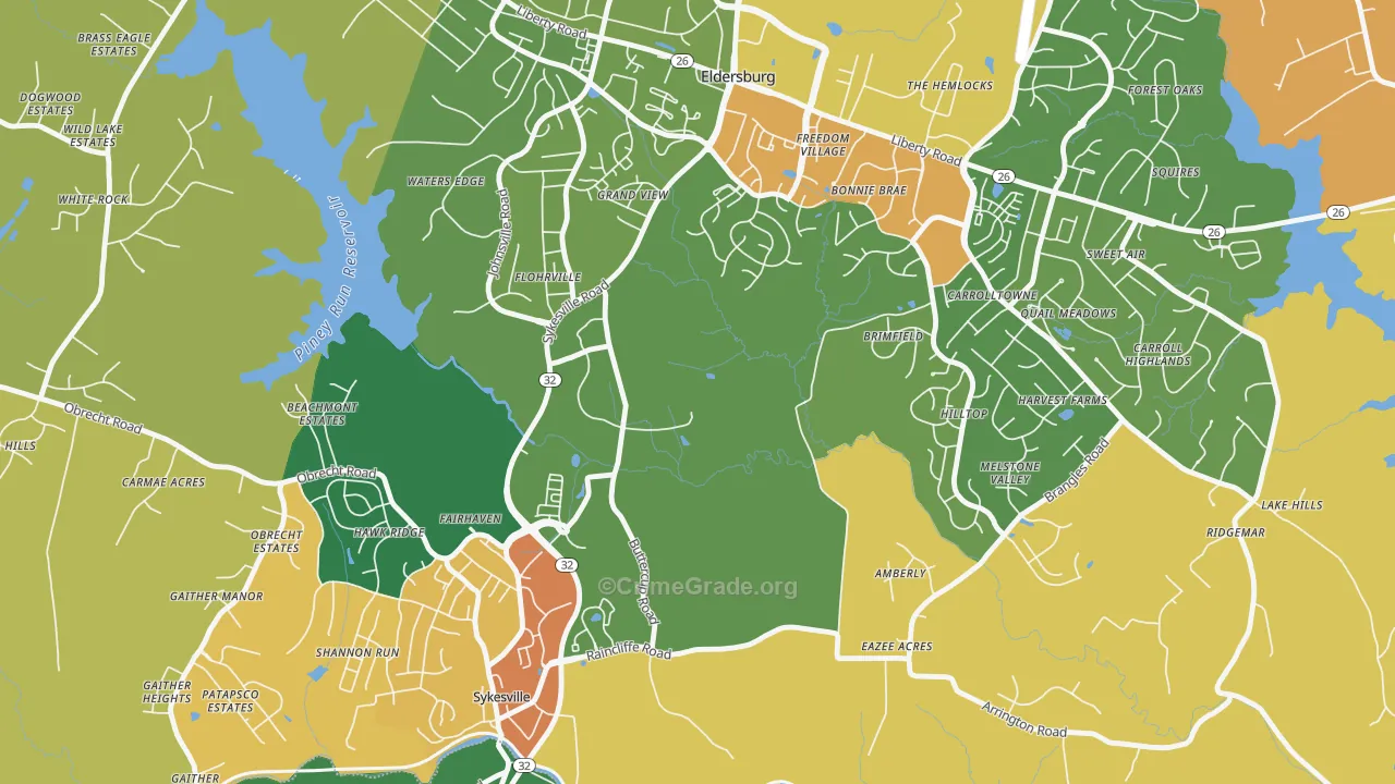 Flohrville, MD Map of Burglary Rates