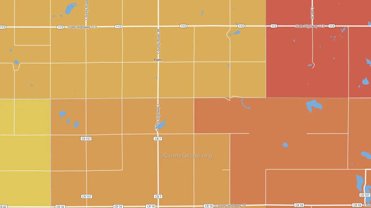 Flom, MN Map of Burglary Rates